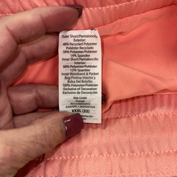 Avia Pastel Peach Running Short Zippered Pockets Size 22 NWT - Picture 6 of 10